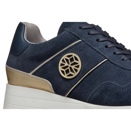 Nekency Woman Navy Suede and Metallic Leather Effect Sneakers with Breathable Comfort and Casual Wedge Design, Perfect for Leisure Activities, Available in Size 40 - Geox - Image 13