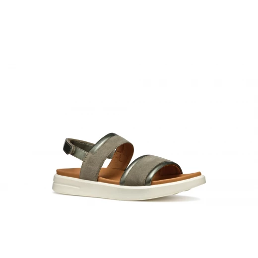 XAN2S Woman's Suede Sandal in Sage: Breathable Comfort for Everyday Wear. Features Pearlescent Accents. Size 41. D55PAA.022NF.CF33X - Geox - Image 12