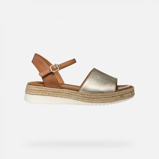 صنادل إيولي نسائية ذهبي فاتح مقاس 39 مريحة قابلة للتنفس صيفية مزودة بحزام للكاحل بتصميم بحافة من الجوت مصممة للعطلات والارتداء اليومي - جيوكس - Image 2
