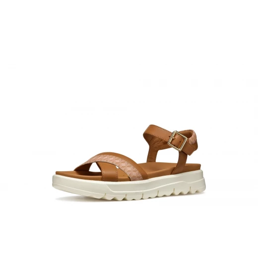 Xand 2.1S Woman's Lightweight Platform Sandal in Camel, Size 38, Perfect for City Wear, Comfortable and Breathable Design, Made from Leather and Printed Leather Effect Material - Geox - Image 5