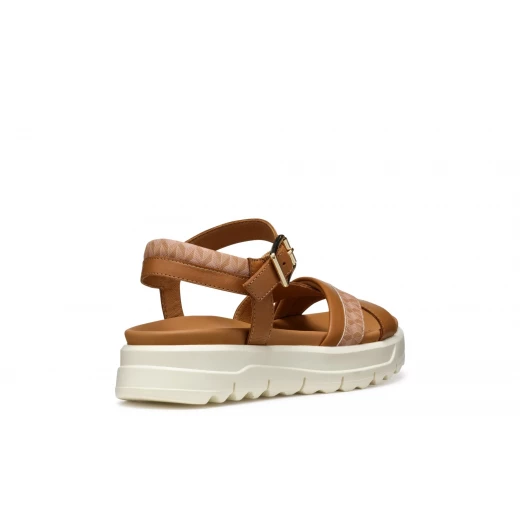 Xand 2.1S Woman's Lightweight Platform Sandal in Camel, Size 38, Perfect for City Wear, Comfortable and Breathable Design, Made from Leather and Printed Leather Effect Material - Geox - Image 6