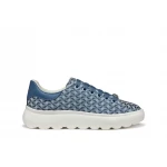 Geox Spherica EC4.1 Woman Sneakers Avio 39 Embroidered Fabric Leather Effect Lightweight Breathable Ultra Cushioning Active Chic Design Comfortable Everyday Wear - Geox