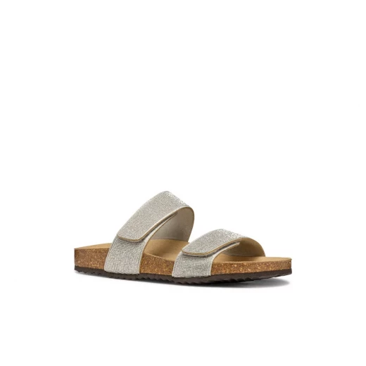 Geox Brionia R Women's Sandals Silver Glitter Microfibre Comfort 39 EU Two Band City Style - Geox - Image 12