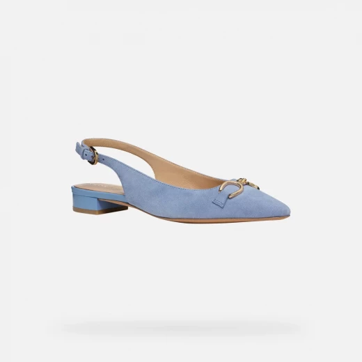 Geox Giselda 15 Women's Blue Slingback Ballet Flats with Adjustable Strap and Breathable Suede Upper, Size 38, Featuring a Gleaming Metal Embellishment for Formal Wear - Geox - Image 12