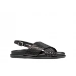 Adelash Woman Flat Sandals in Black Shiny Leather: Comfortable and Breathable Design for City Wear and Off Duty Pursuits, Size 39 - Geox