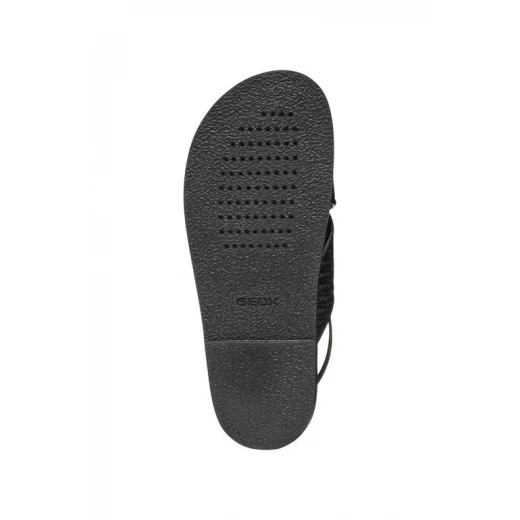 Adelash Woman Flat Sandals in Black Shiny Leather: Comfortable and Breathable Design for City Wear and Off Duty Pursuits, Size 39 - Geox - Image 5