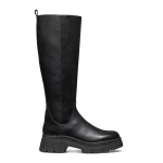 Pluette Woman's Modern Boot with Chunky Sole in Black – Crafted from Leather-Effect Material and Tumbled Leather, Size 41, Perfect for Everyday City Outfits - Geox