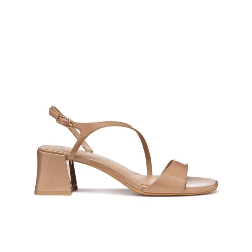 New Eraklia 50 T01 Women's Brown Patent Leather Sandals 39 Medium Heel Metropolitan Style Comfortable Shiny Chic Design Perfect for Day to Night Wear - Geox - Image 2