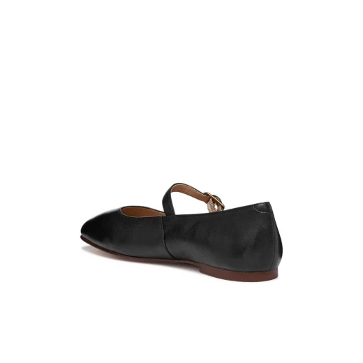 Marsilea Woman Ballerina Flats in Black Nappa Leather with Strap Size 38 Comfortable Everyday Urban Style Shoes for Women - Image 5