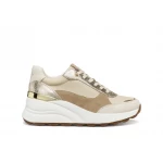 Geox Spherica EC13 Woman's Sneakers Papyrus 36 with Comfortable Wedge Heel Featuring High Cushioning and Fabric Suede Construction for Casual Outfits D65WAB.01122.C1S2L - Geox