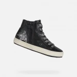 Geox Kalispera Girl Sneakers Black Leather Effect 37 Breathable Urban Design - Geox