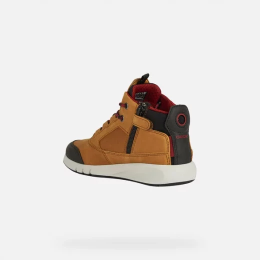 Geox Aeranter Boy's Brown Ankle Boots Size 36 Waterproof Leather with Dark Red Fabric Detailing. Innovative Design for Active Kids. Fast Delivery and Easy Exchange at Geox Stores - Geox - Image 5