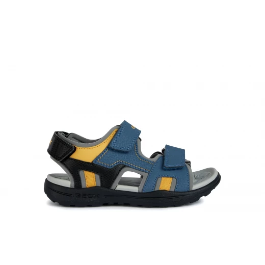 Geox Vaniett Boy's Sandals Blue Lycra and Printed Leather Effect for Boys Size 35 Comfortable Easy Slip On Design Perfect for Summer Fast Delivery Easy Exchange - Vaniett - Image 2