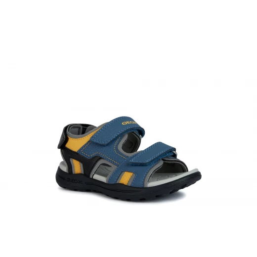 Geox Vaniett Boy's Sandals Blue Lycra and Printed Leather Effect for Boys Size 35 Comfortable Easy Slip On Design Perfect for Summer Fast Delivery Easy Exchange - Vaniett - Image 3