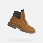 Geox Shaylax Boy Junior Ankle Boots Camel Nubuck Leather Workwear Inspired Design Breathable Everyday Wear Size 34 Durable Classic Lug Sole Perfect for Active Kids - Geox