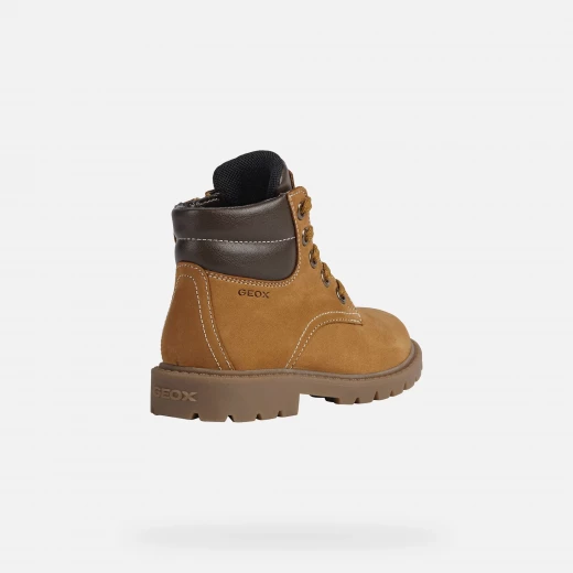 Geox Shaylax Boy Junior Ankle Boots Camel Nubuck Leather Workwear Inspired Design Breathable Everyday Wear Size 34 Durable Classic Lug Sole Perfect for Active Kids - Geox - Image 4