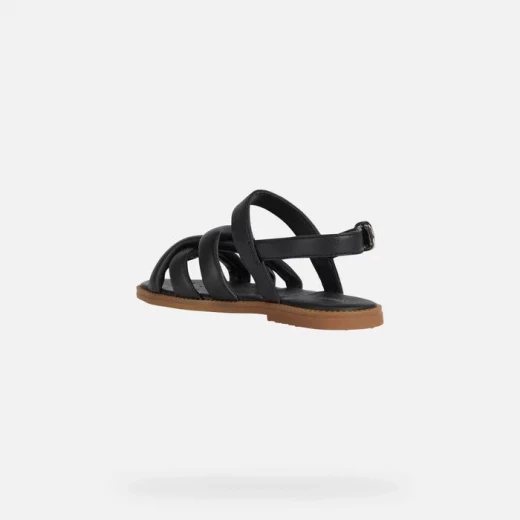 Geox Karly Girl's Flat Sandals in Black, Featuring Crossover Straps for Comfort and Style, Size 33, Trendy and Breathable Design for Girls - Geox - Image 4