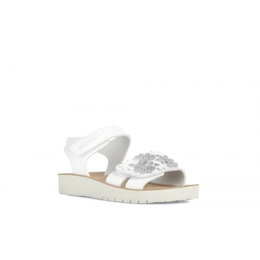 Costarei Girl's Sandals White Leather Effect Adjustable with Breathable and Cushioned Design Size 34 Perfect for Casual Chic Looks - Geox - Image 3