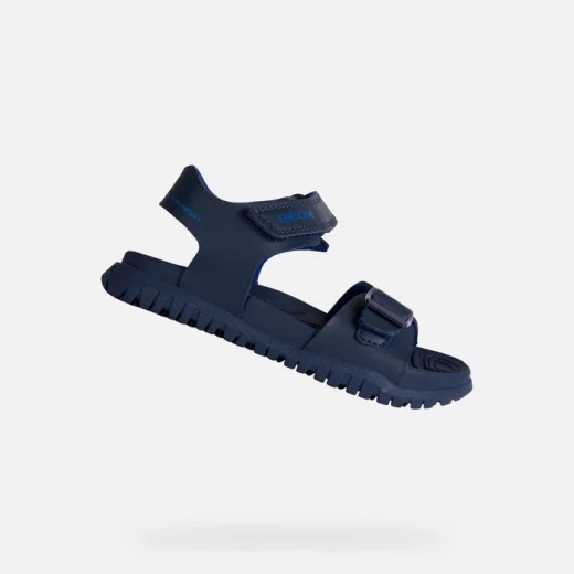 صنادل جي اوكس فوسبيتو بوي البحرية مفتوحة الأصابع للأولاد الصغار، مقاومة للماء مع مشبك وحزام للكاحل، مادة سريعة الجفاف تشبه الجلد، نعل خارجي ممسك، مقاس 38 - جيوكس - Image 2