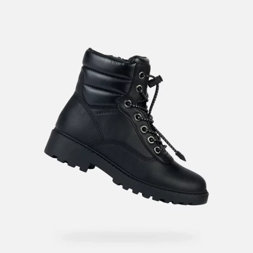 Geox Casey ABX Girl's Waterproof Ankle Boots in Black, Featuring Lace Up Design, Size 33, Crafted with Leather Effect Material and Pearlescent Nylon, Perfect for Wet Weather - Geox - Image 2