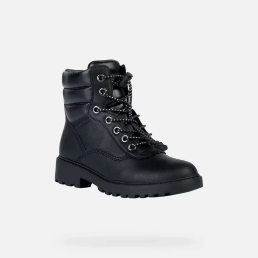 حذاء كايسي ABX للبنات المقاوم للماء للكاحل أسود جلد تأثير نايلون لؤلؤي مقاس 30 مصمم للأحوال الجوية الرطبة مريح وأنيق توصيل سريع قابل للتبديل - جيوكس - Image 3