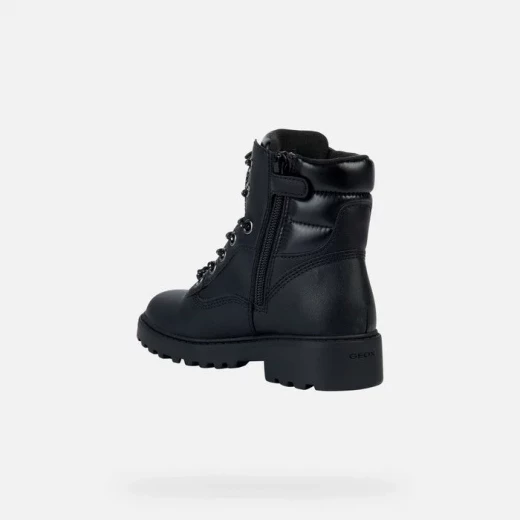 Geox Casey ABX Girl's Waterproof Ankle Boots in Black, Featuring Lace Up Design, Size 33, Crafted with Leather Effect Material and Pearlescent Nylon, Perfect for Wet Weather - Geox - Image 4