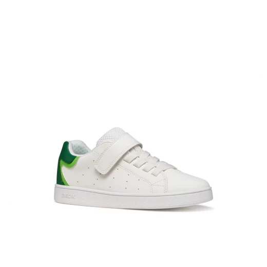 Geox Eclyper Boy Sneakers White 32 Leather Effect Tennis Court Style Low Cut Sport Shoes for Boys Everyday Comfort and Style - Geox - Image 3