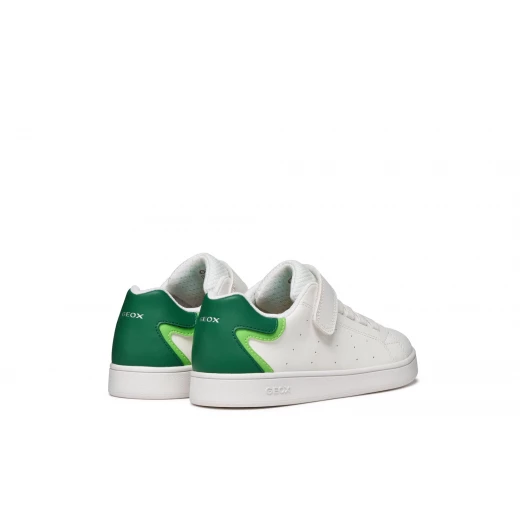 Geox Eclyper Boy Sneakers White Leather Effect Sporty Low Cut Design for Boys, Size 35, Everyday Wear Tennis Court Style, Durable and Comfortable, Item J36LSA.000BC.C0547 - Geox - Image 7