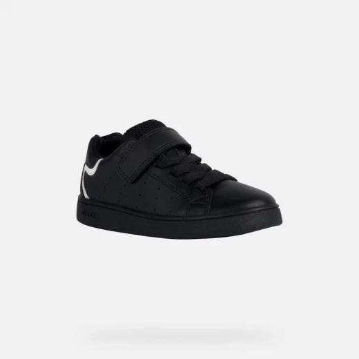 Geox Eclyper Boy Junior Sneaker Black 28 Lightweight Breathable Low Cut Tennis Court Style Casual Shoe with Elastic Lacing and Riptape Closure for Easy Foot Entry - Geox - Image 3