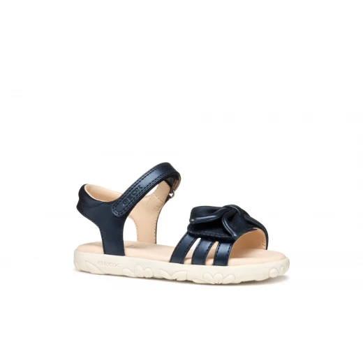 Geox Haiti Girl's Sandal DK Navy Pearlescent Leather Effect Bow Embellishment Comfortable Lightweight 28 Designed for Everyday Wear and Holiday Fun J558ZA.000NF.C4021 - Geox - Image 13