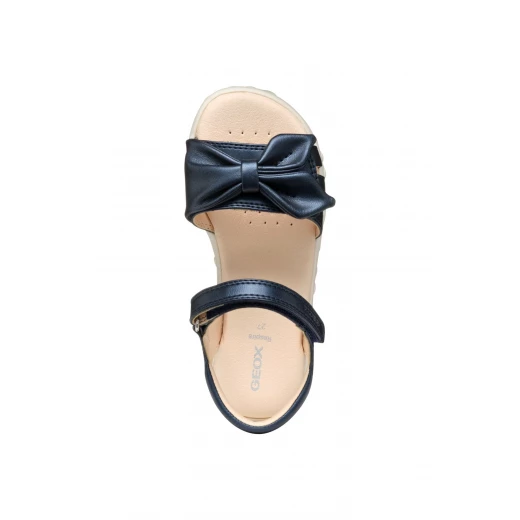 Geox Haiti Girl's Sandal, Lightweight and Comfortable, Anatomic Design, Pearlescent Leather Effect, Bow Embellishment, Ideal for Everyday Wear, Size 34, DK Navy - Geox - Image 20
