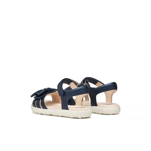 Geox Haiti Girl's Sandal, Lightweight and Comfortable, Anatomic Design, Pearlescent Leather Effect, Bow Embellishment, Ideal for Everyday Wear, Size 34, DK Navy - Geox - Image 26