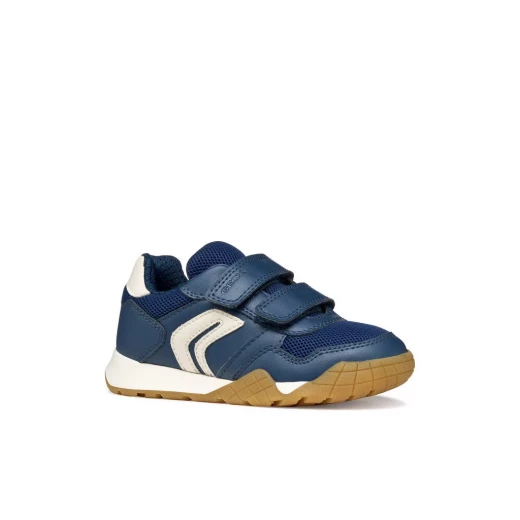 Geox Rann-E Boy Sneaker Navy Blue 32: Breathable Mesh and Leather-Effect Upper, Comfortable Design for Everyday Wear, Perfect Sporty Casual Style for Active Kids - Image 3