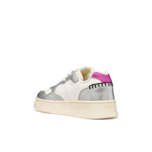Lestrella Girl's White Sneakers Leather Effect Pearlescent Detailing Size 35 - Image 6