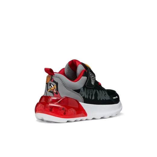 Geox Activart Illuminus Boy Sneakers Featuring Looney Tunes Graphics, Fabric and Printed Leather Effect Material, TPR Detailing. Size 35, Black Color. - Geox - Image 5