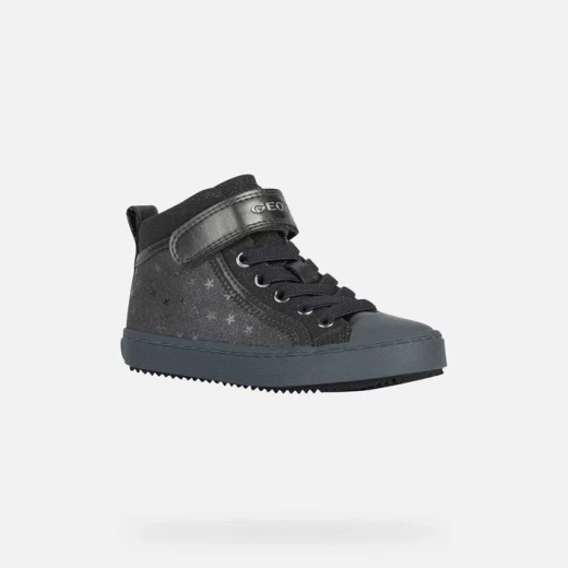 Geox Kalispera Girl Sneakers Grey Suede-Like Upper Printed Stars Size 38 - Geox - Image 3