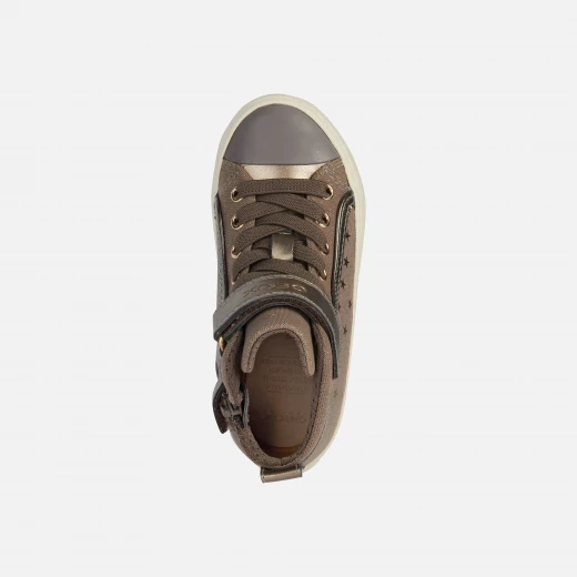 Kalispera Girl Sneakers Brown Suede-Like Upper Printed Stars 34 - Geox - Image 5