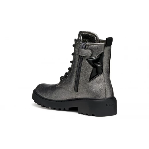 Casey Girl Ankle Boot 33 Graphite Patent and Pearlescent Leather Effect Glamorous Boots for Girls Elevate Everyday Dressing Contemporary Design Item Code J9420G 0AJ02 C1048 - Geox - Image 6