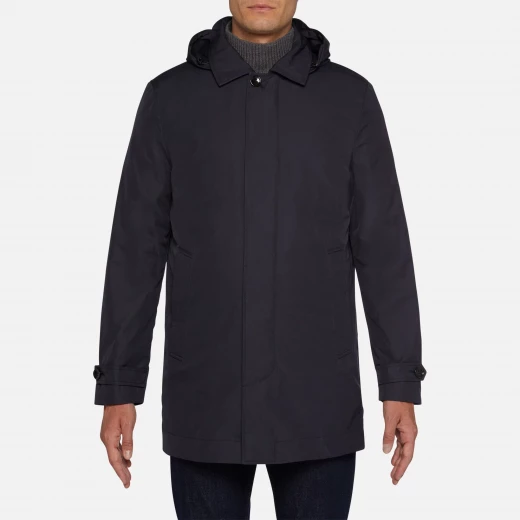 Geox Bayle Man Mid Length Hooded Jacket Midnight Blue Water Repellent Wind Resistant Polyester Twill Urban Formal 60 Size for Men's Outdoor Protection Breathable - Geox - Image 4