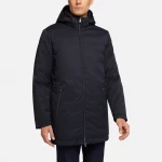 جاكيت كافن رجالي أزرق كحلي طويل بغطاء للرأس مقاوم للماء والرياح - جيوكس