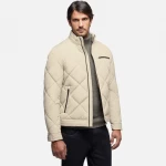 Geox Vicenda Man Short Jacket Off White with Diamond Quilted Design Sustainable Padding City Style for Men Size 58 Versatile Everyday Wear Fast Delivery and Easy Exchange - Geox