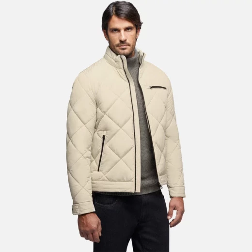 Geox Vicenda Man Short Jacket Off White with Diamond Quilted Design Sustainable Padding City Style for Men Size 58 Versatile Everyday Wear Fast Delivery and Easy Exchange - Geox - Image 2
