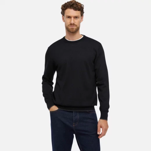 Geox Knit Man Crew Neck Sweater Black Merino Wool Blend XL Men's Autumn/Winter Fashion Staple Versatile Design Easy Wear 2024 Geox Knit Man Crew Neck Sweater Black Merino Wool Blend XL Men's Autumn/Winter Fashion Staple Versatile Design Easy Wear 2024