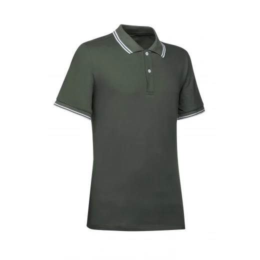 قميص بولو رجالي من جيوكس سفيريكا بلون كرمة خفيفة، مصنوع من القطن بيكيه مطاطي، مسامي، بأكمام قصيرة، يتميز بخطوط متناقضة، وشعار شخصي، مقاس متوسط، رقم المنتج M5510R.T3236.F3273 - جيوكس - Image 3