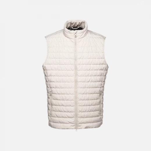 سترة وارينز الرجالية بدون أكمام من القطن الأبيض بخصم 50% تصميم خفيف للغاية مضاد للرياح من البوليستر المعاد تدويره جيوب عملية مثالية للسفر والطقس المعتدل - جيوكس - Image 2