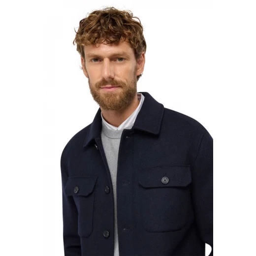 Monreale Man Sky Captain Wool Blend Coat with 2 Chest Pockets and Wind Protection, Size 50, Modern Urban Style for Men - Geox - Image 9
