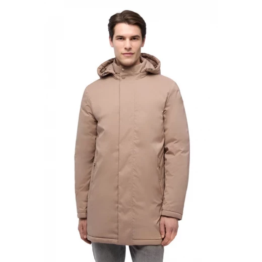 Aurelio Man Longline Down Jacket Light Brown Water Repellent 58 - Geox - Image 2