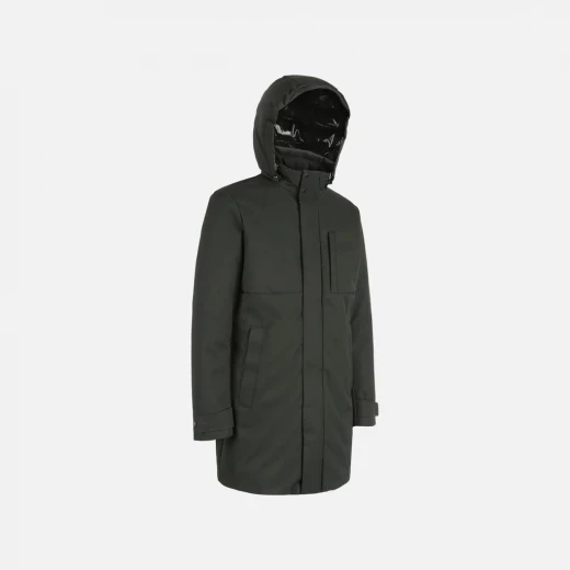 Aerantis Man 50 Light Scarab Windproof Breathable Longline Jacket for Men Featuring Reversible Padded Hood and Hi Tech Polyester 100% Water Repellent Finish - Geox - Image 3