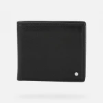 محفظة رجالية جلدية سوداء مضغوطة من Wallet Man، تصميم أنيق وعصري، فتحات متعددة للبطاقات، جلد مدبوغ، إكسسوار يومي، توصيل سريع، سهولة الاستبدال في متاجر GEOX/JOR - جيوكس