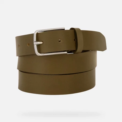 حزام رجالي جلد زيتوني أخضر من BELT MAN بتصميم بسيط وعصري مقاس 105 سم جلد نباتي مدبوغ مشبك نحيف للاستخدام اليومي - جيوكس - Image 3